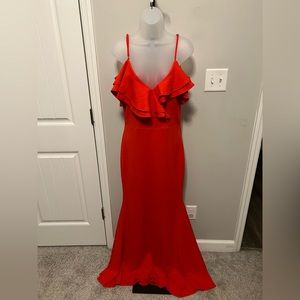 Red Cold Shoulder Maxi dress